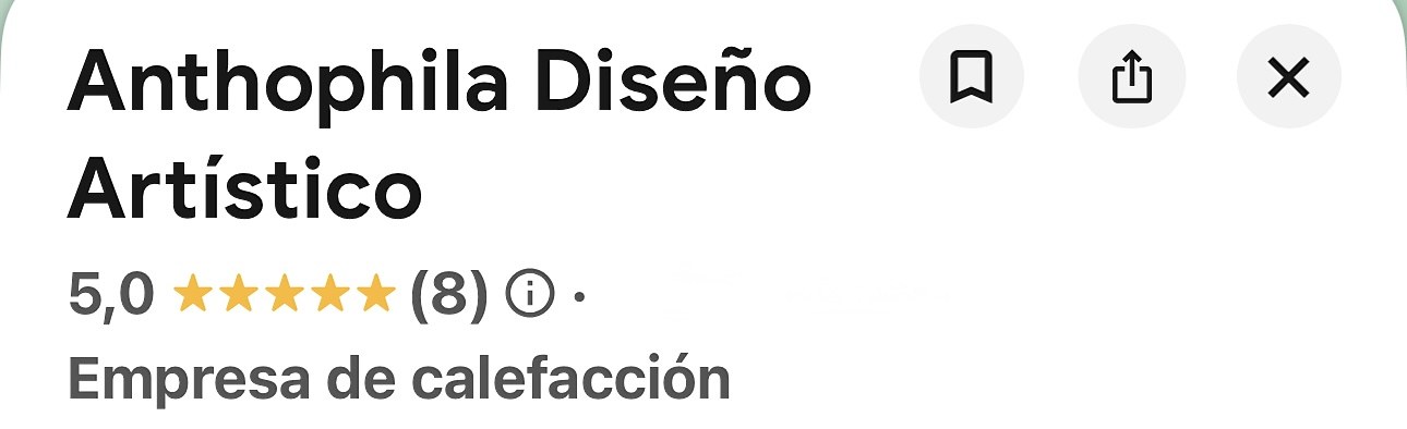 Ficha de Anthophila en Google con 5,0 estrellas